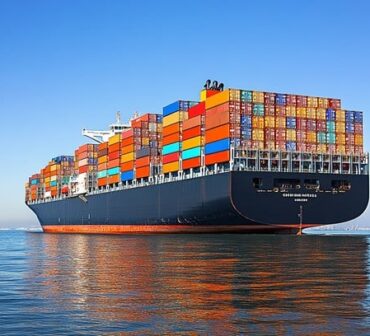 loaded cargo ship stockcake